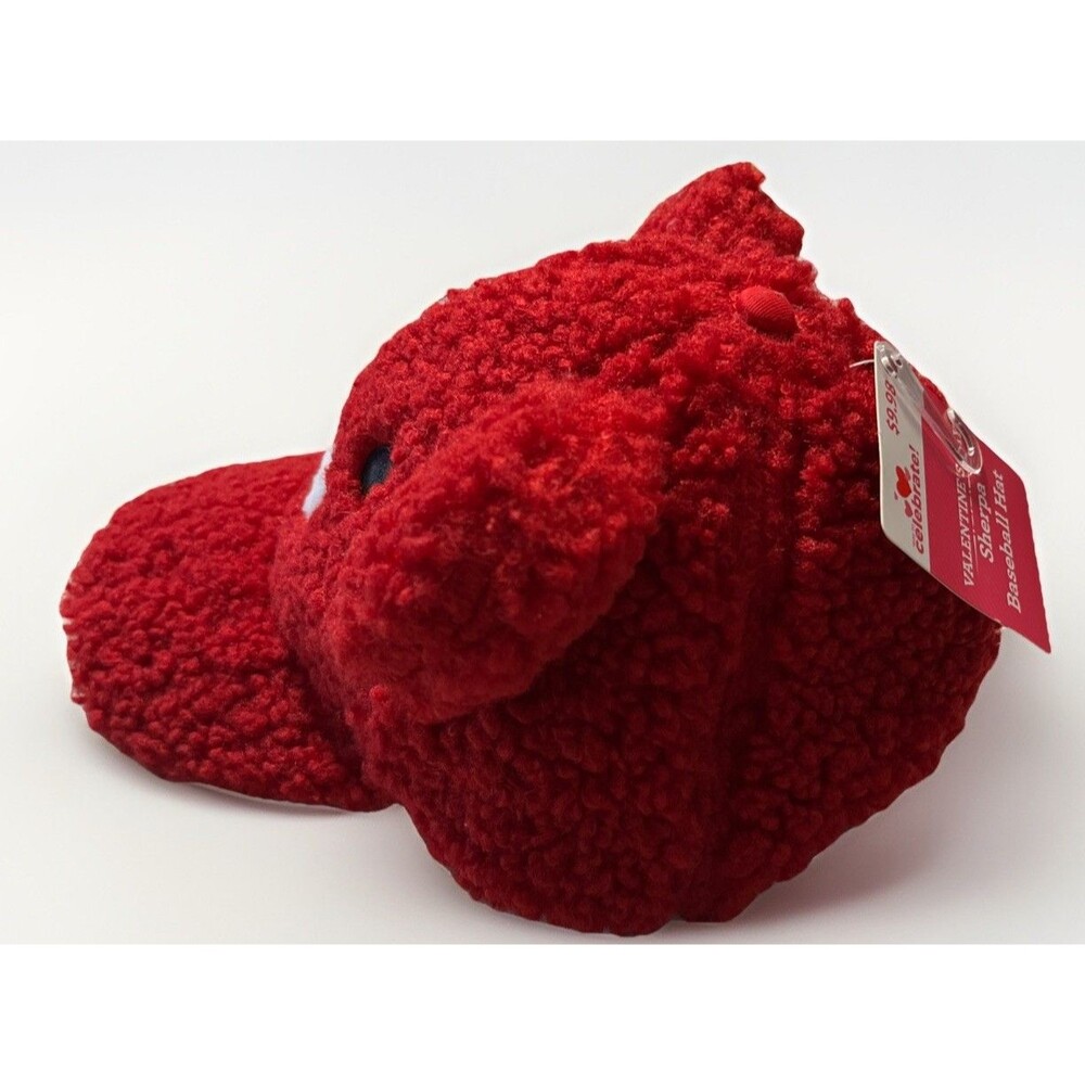 Way to Celebrate Red Sherpa Bear Baseball Cap Hat Strap back OS Adjustable - Picture 2 of 6